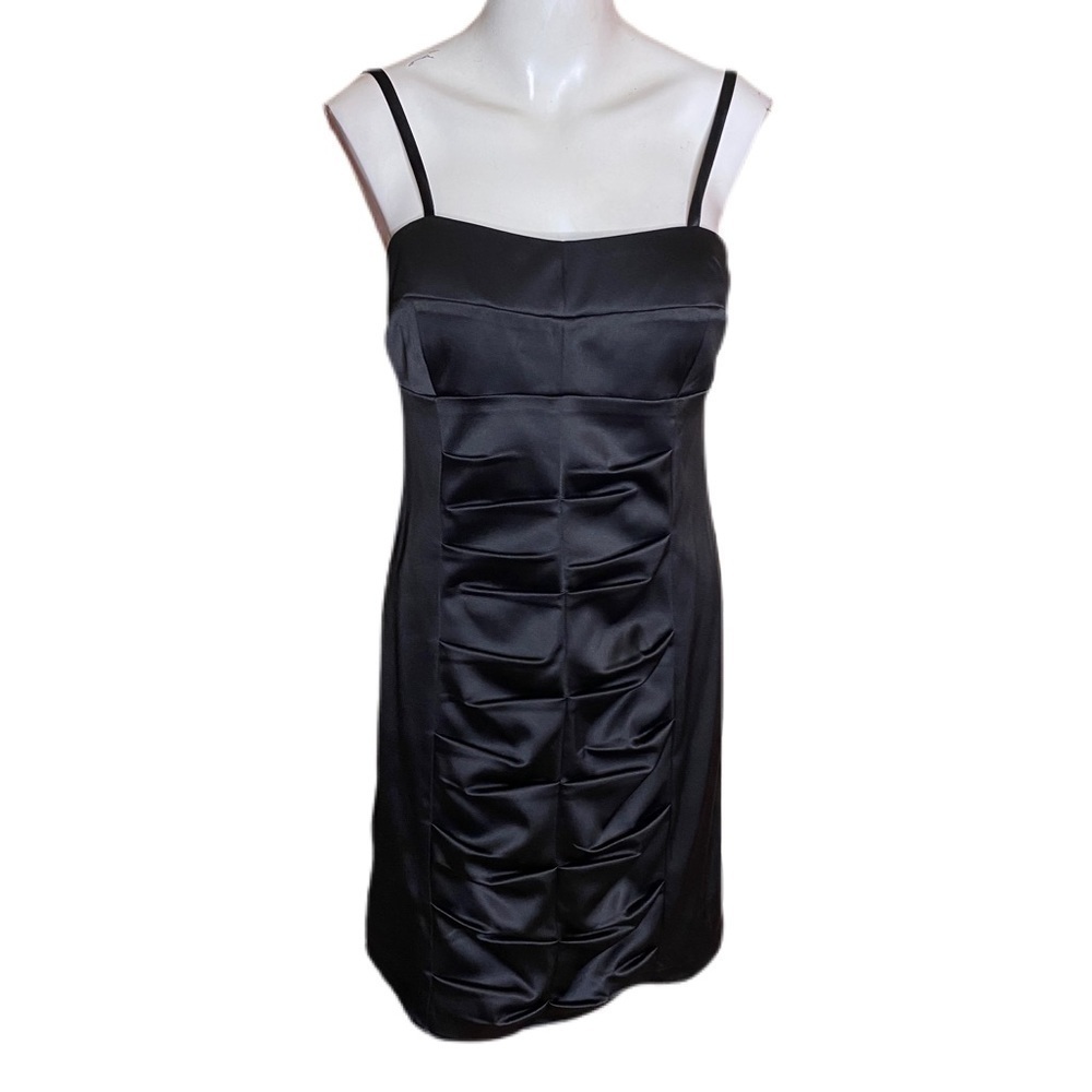 NW Collection Black Mini Dress Ruched Front & Back Size S